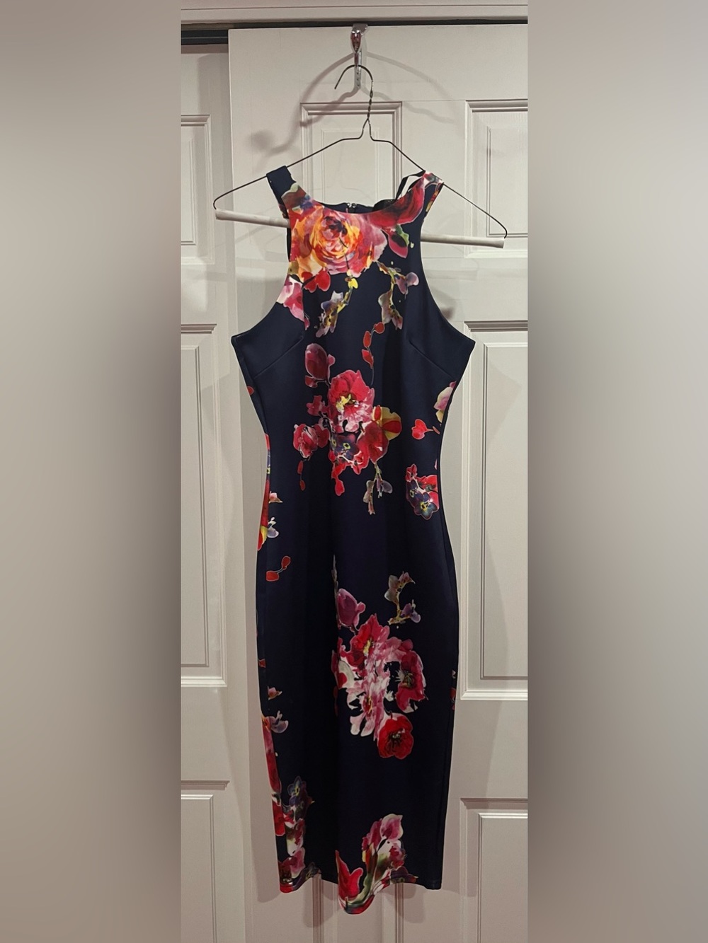 AX Paris Navy Midi Dress with Floral Print